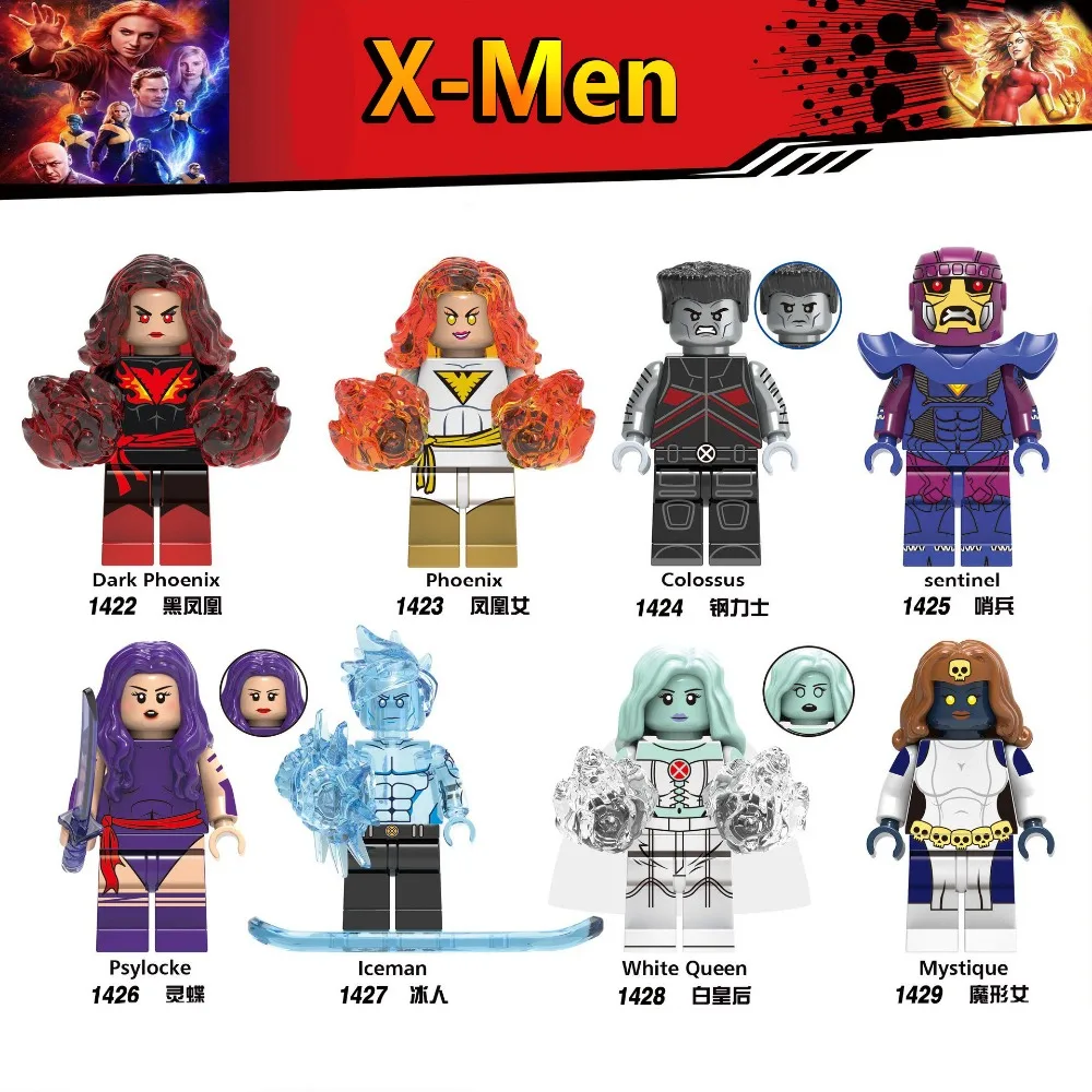 X-Men Dark Phoenix Marvel Wolverine Colossus Mystique Storm Beastly Iceman Apocalypse Beast Building Blocks Toys Figure deadpool