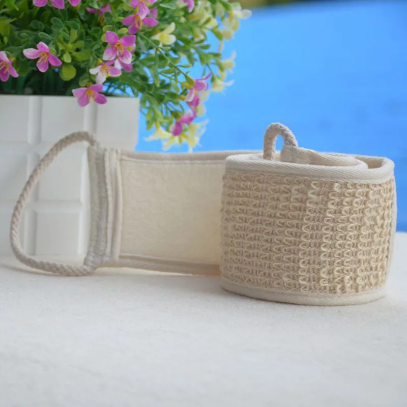 Натуральная мягкая отшелушивающая щетка Loofah с ремешком для спины банное