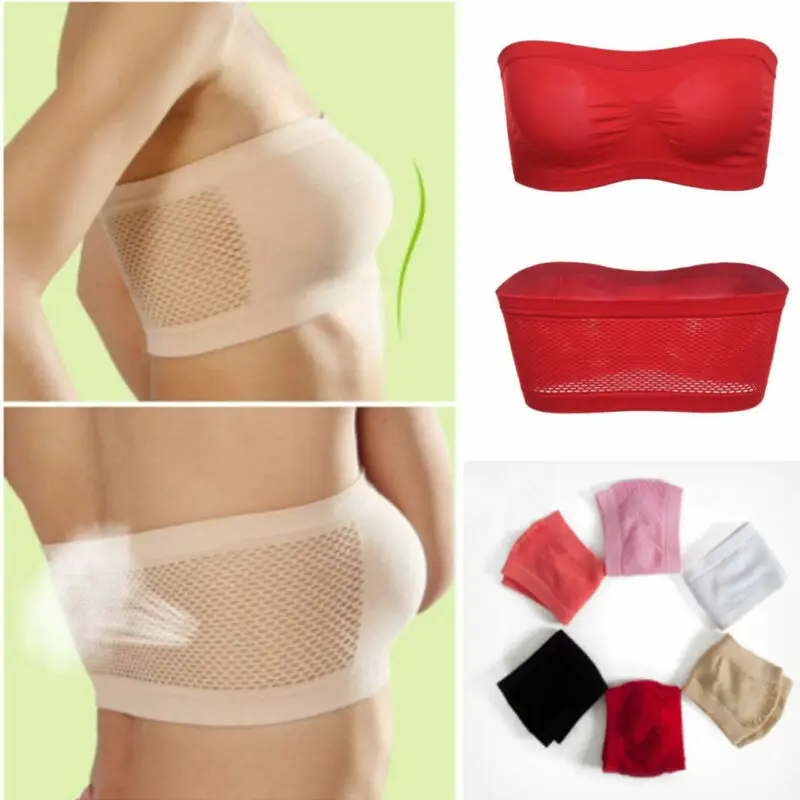 

5Colors Seamless One-piece Tube Tops Women Removable Pads Intimates Basic Black/White/Skin Womens Strapless Bra Bandeau Tube Top