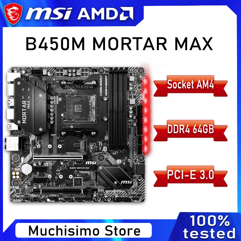 Материнская плата Socket AM4 MSI B450M материнская с поддержкой AMD Ryzen 3500X 3600 4650G CPU DDR4 PCI-E 3 0