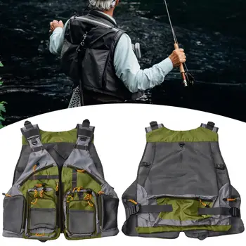 

Adjustable Outdoor Fishing Men Zipper Vest Mesh Multi-Pocket Tackle Tools Holder Fishing Men Zipper Vest Mesh Multi-Pocket