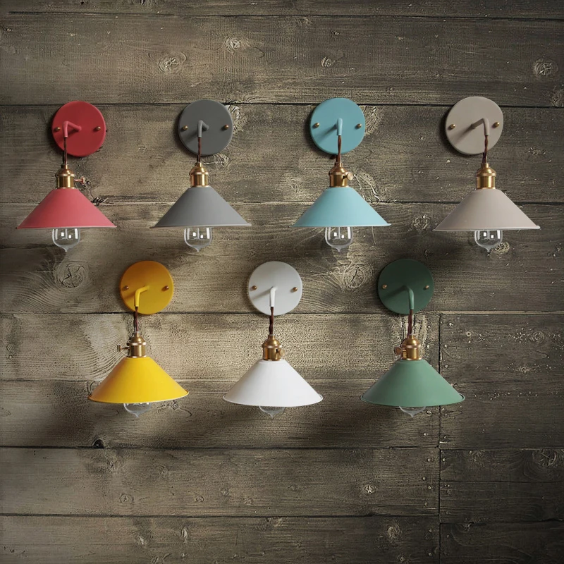 

IWHD Nordic Retro Vintage Wall Light Fixtures Colorful Shade Edison LED Wall Lamp Style Loft Industrial Wall Sconce Lamparas