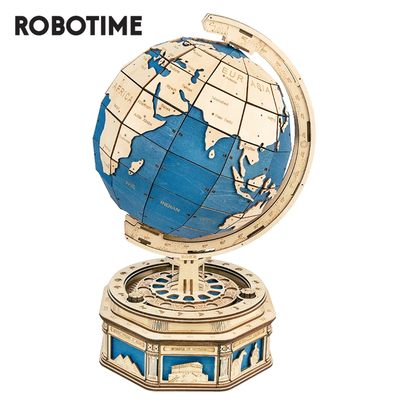 

Robotime 567pcs 3D Wooden Puzzle Games Globe Earth Ocean Map Ball Assemble Model Toys Gift for Children Boys