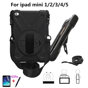 

Shockproof Case for iPad Mini 1 2 3 4 Kids / ipad mini 5 2019 Case with Stand Hand Strap Shoulder Silicone Safe Child Cover+gift
