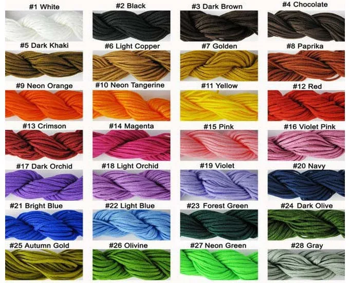 

DHL EMS free H455yty Wholesale 28 Mixed Color Each Color 2 Piece Knot String Nylon Cord Rope for crystal Bracelet