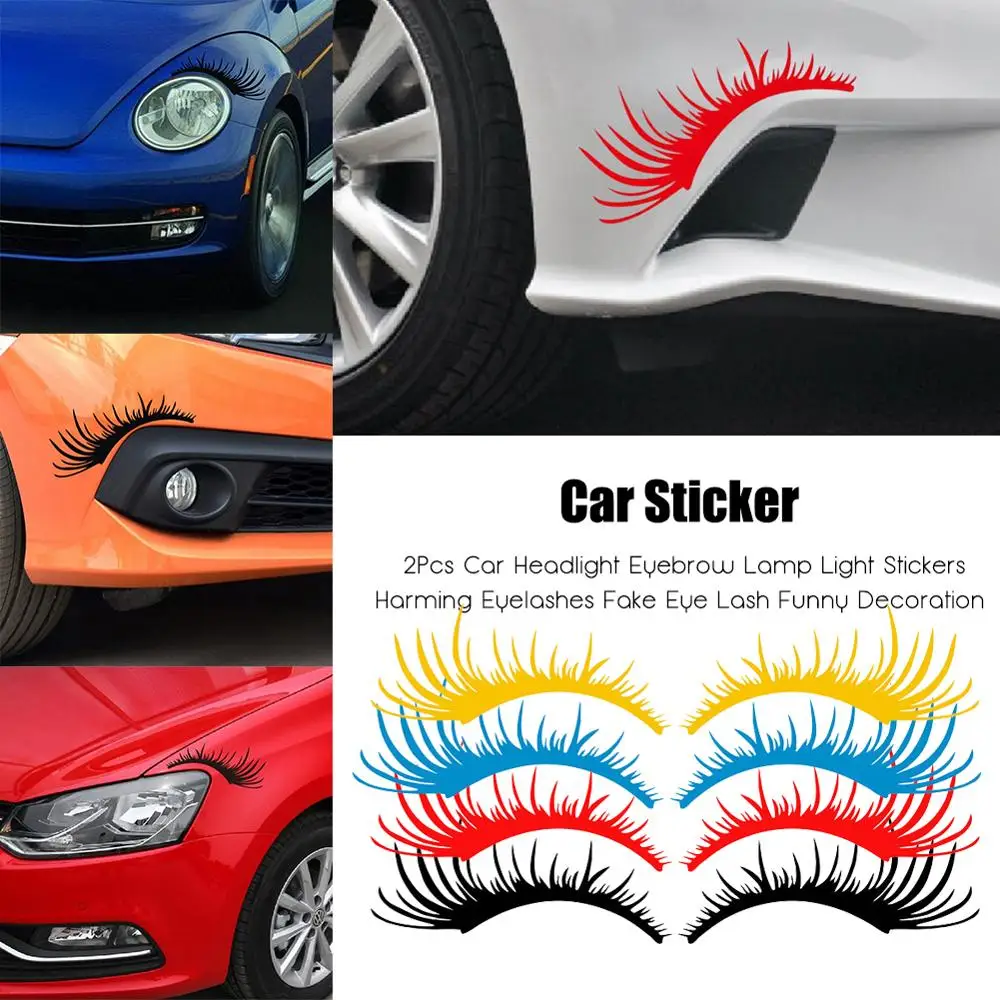 2pcs Car Light Eyelashes Car Stickers Decoration Headlight Eye Lashes  Stickers Personality Stickers Cute False Eyelashes Car Stickers