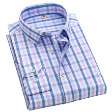 Новинка, мужская повседневная рубашка в клетку, высокое качество, хлопок, с длинным рукавом, мужские рубашки в квадратную клетку, Повседневная рубашка в деловом стиле