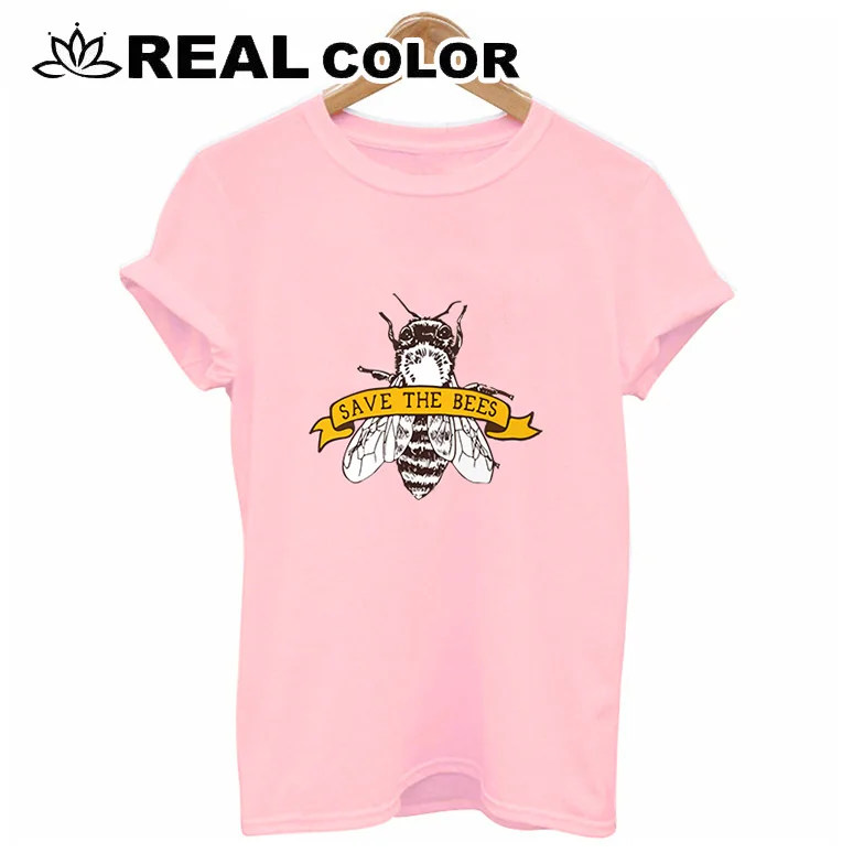 

2019 top save bees funny Care Print shirt woman Cotton Casual shirt female Tops Tee Hipster Tumblr harajuku