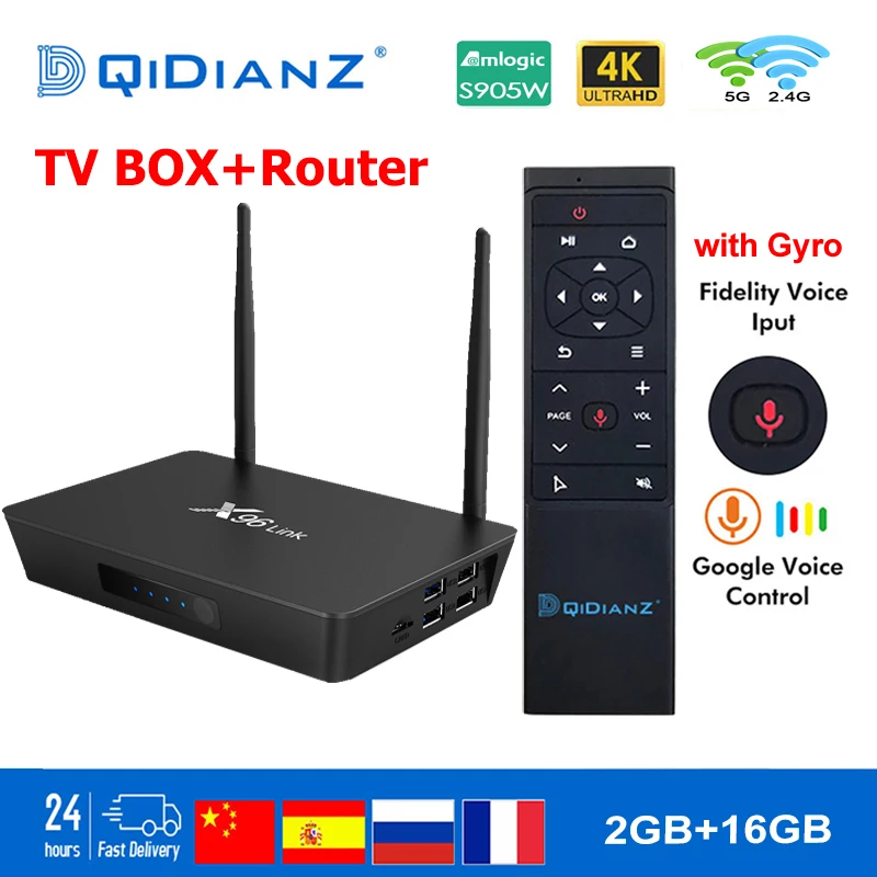 

Smart TV BOX X96Link Android 7.1 Amlogic 2GB 16GB voice Assistant 4K With SIFLOWER SF16A18 Router Function X96 Link Set top BOX