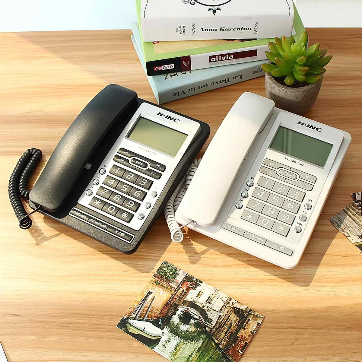 

Fixed Phone Desk Phone telephone LCD Screen WIFI Desktop Antenna Interface incoming call display