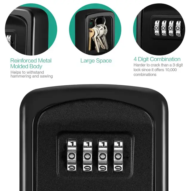 ORIA Password Key Box Decoration Key Code Box Key Storage Lock Box Wall Mounted Password Box Outdoor Key Safe Lock Box 5
