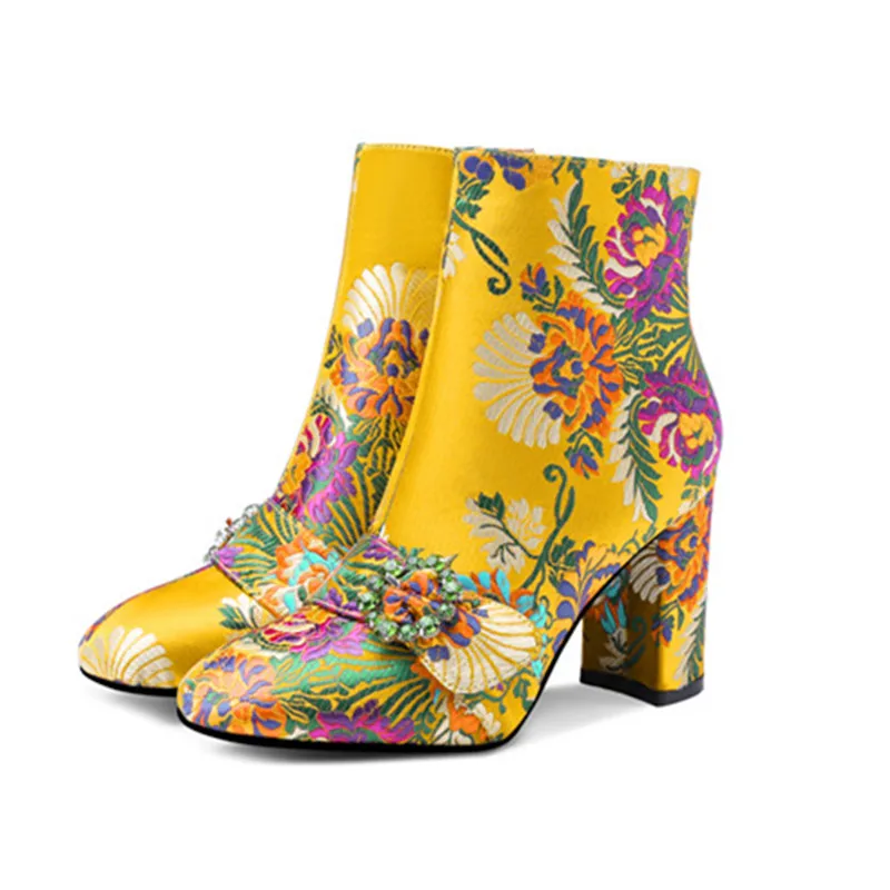MORAZORA/Новое поступление года; женские ботильоны; ботинки на высоком каблуке с вышивкой и кристаллами; женские Вечерние туфли на молнии наивысшего качества; сезон осень-зима