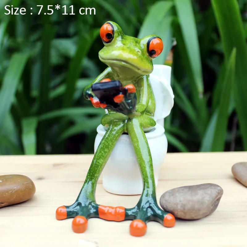 Frog Pen Holder Американский Туалет лягушка ручка держатель лягушки фигурки животных Миниатюрная модель украшения дома аксессуары подарки на день рождения Детские игрушки - Цвет: Frog Pen Holder