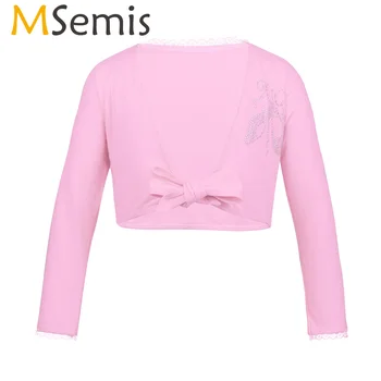

Child Classic Long Sleeve Ballet Dance Knit Cardigan Sweater Tops Cotton Gym Wrap Top Girls Dance Top Ballerina Kids Dance Wear