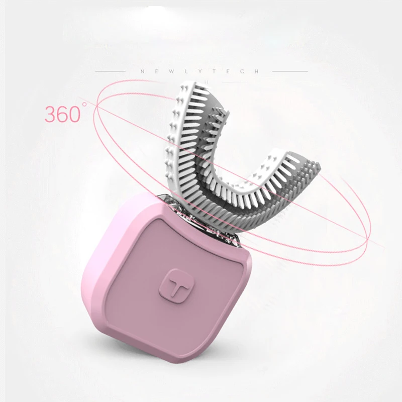 360 Degree Wave Brush Intelligent Automatic Sonic Lazy Electric Toothbrush USB Rechargeable Ultrasonic U Shape IPX7 Waterproof