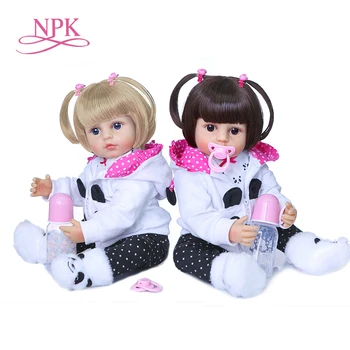 

55CM original NPK full body silicone bebe doll reborn toddler girl princess doll two hair colors bath toy
