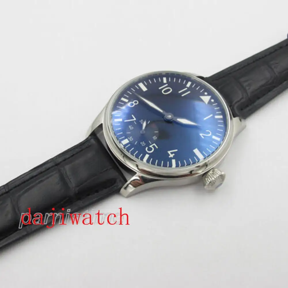 

44mm Parnis 6498 Hand Winding Men Watch 12-hour Dial Stainless Steel Case Casual 17 Jewelry, Asia Unitas 6498 Manual Winding Mac
