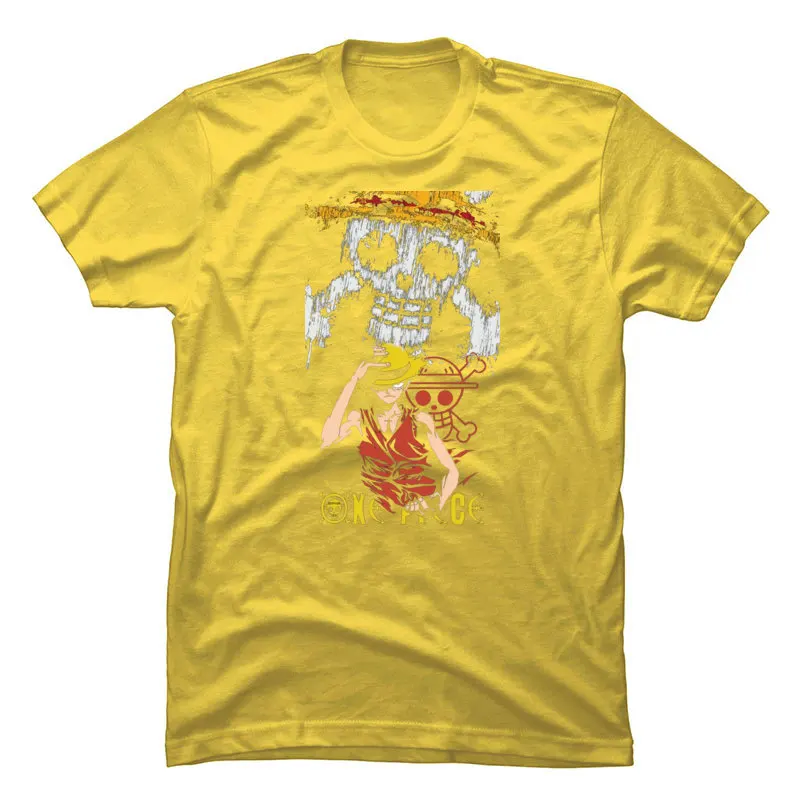 OnePieceLuffy708 2018 Discount Short Sleeve Funny Tshirts Pure Cotton Round Collar Male Tees Printed On Top T-shirts Father Day OnePieceLuffy708 yellow