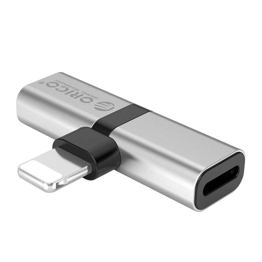 ORICO адаптер для наушников для iphone 8 Plus Lighting Jack сплиттер адаптеры для смартфонов преобразователи для зарядки музыки - Цвет: Серебристый