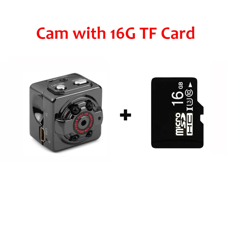 Cam with 16G TF Card SQ8 Мини спортивная DV камера 1080P маленькая секретная видео камера ночного видения микро тело DVR крошечные Full HD мини-камера с датчиком движения - Цвет: Cam with 16G TF Card