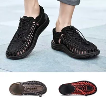 Дышащие Тканые Пляжные сандалии и шлепанцы с мягкой подошвой; трендовая спортивная обувь