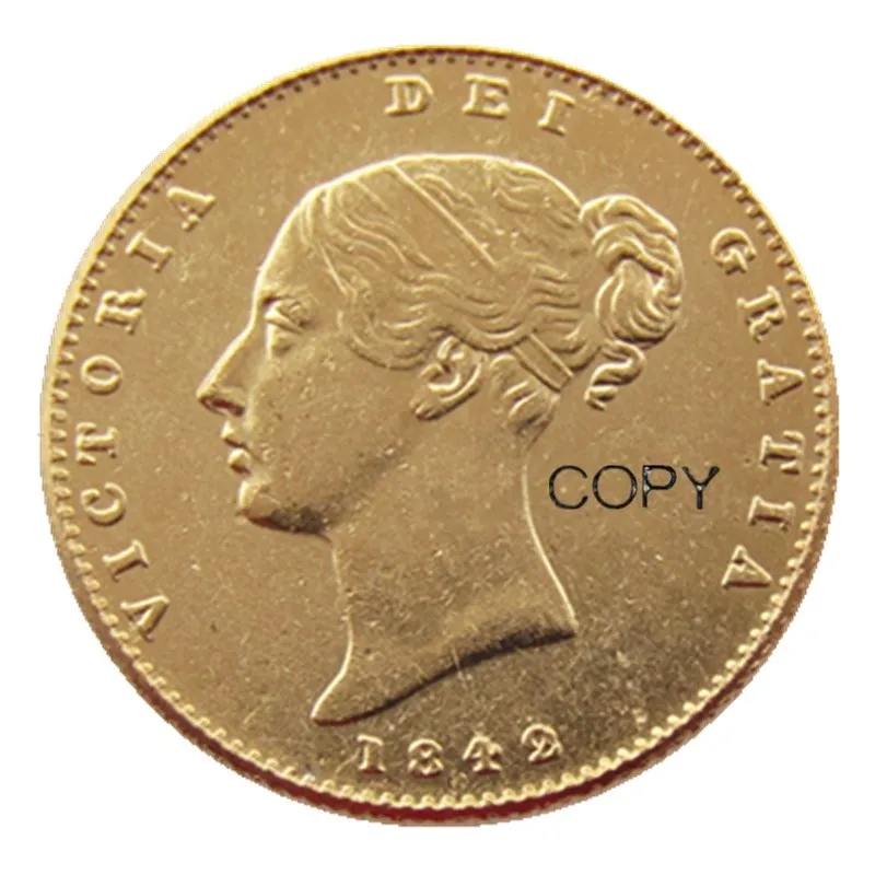 UK 1842-PS Золотая монета королевы викторианской молодой головы очень редкие