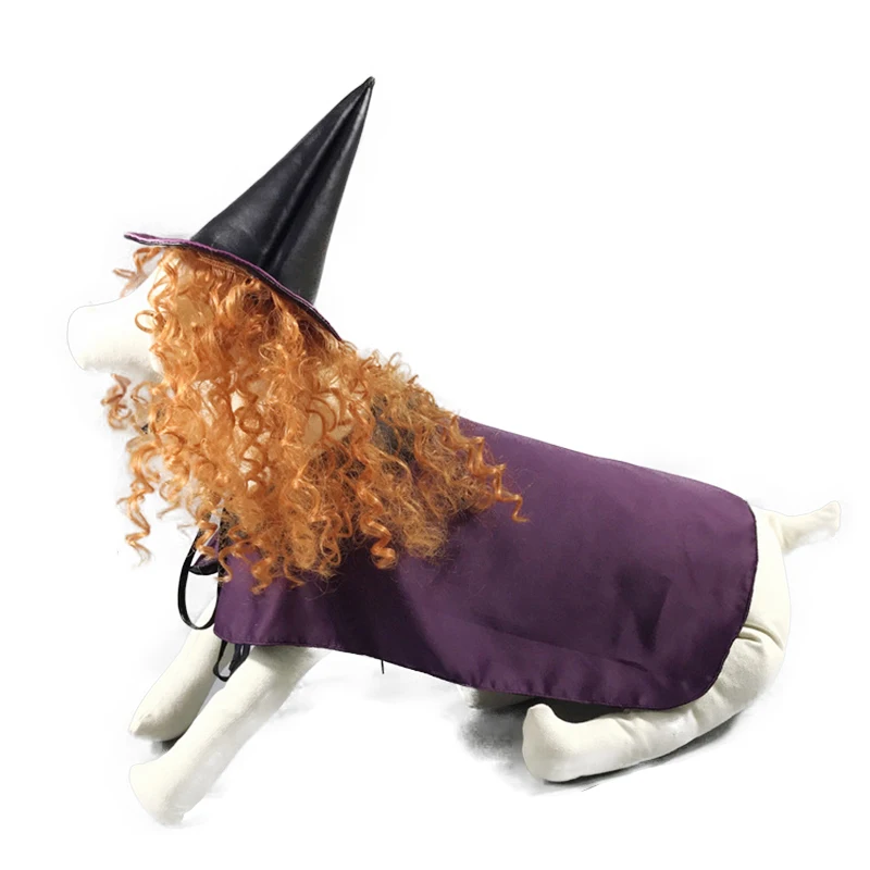 Hot Halloween Dogs Cosplay Wizard Costume Cloak With Hat Set Clothes Suit Headwear Cosplay Accessories