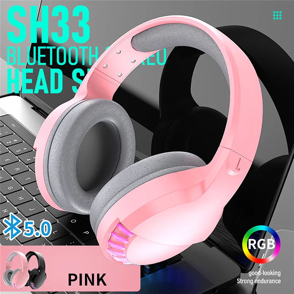 Gaming Headset Wired Dual Mode RGB Light Over Head Headphones Noise Cancelling for Laptop Mobile Phone Tablet Game