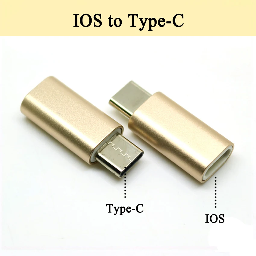 1 шт. для iPhone Micro usb type-C Мужской зарядный кабель из алюминиевого сплава конвертер зарядный разъем адаптер для телефона Android - Цвет: Type-C Gold