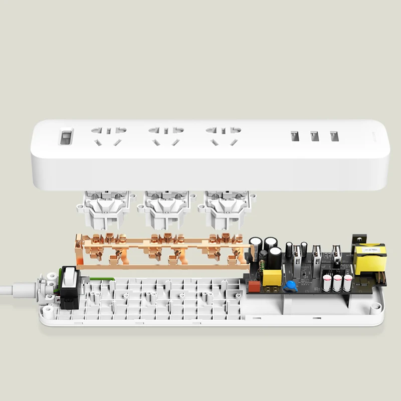 Новинка удлинитель питания Xiaomi Mijia QC3.0 27 Вт для быстрой зарядки 3 USB + гнезда