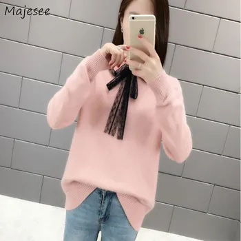 

Women Sweater Plus Size Kawaii Lace Elegant Pink Korean Fashion Clothing Womens Knit Sweaters 2020 Harajuku Pullover Warm Soft