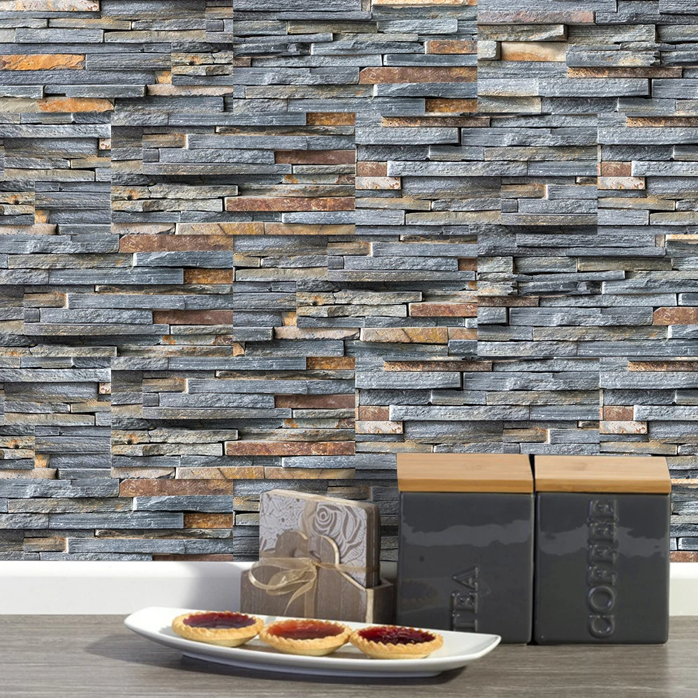 Funlife водонепроницаемый ПВХ 20x10 см деревенский камень кирпич самоклеющиеся стены и плитки наклейка для декора кухни и столовой