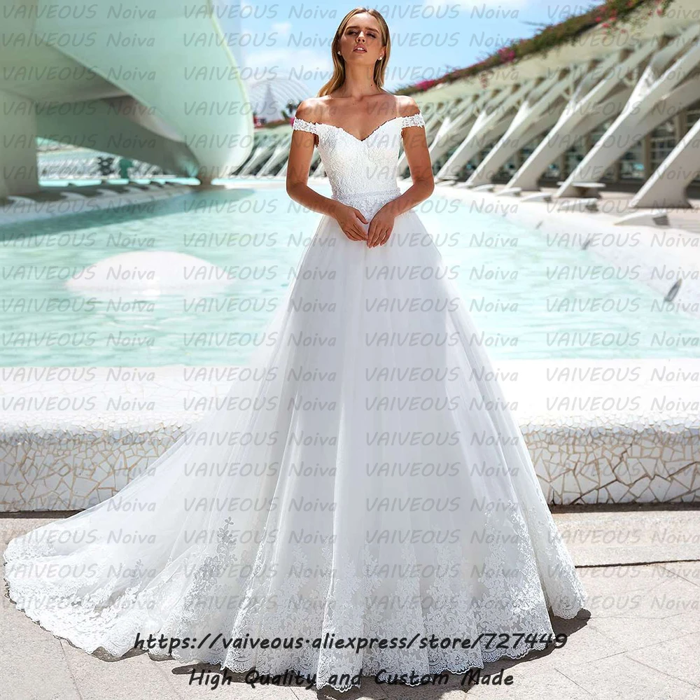

Romantic Appliques Beaded Boho Wedding Dress 2020 Vestido de Novia V-neck Off Shoulder Bridal Gowns Cheap Bride Dress trouwjurk