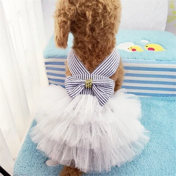 

Summer Dog Lace Tullle Dress Pet Dog Clothes For Small Dog Party Birthday Wedding Bowknot Dress Puppy Costume Spring Pet Clothes