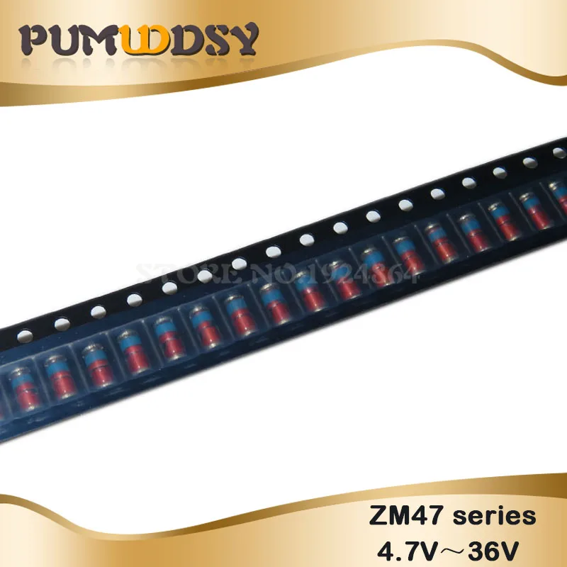 

20PCS/LOT 1W 3V-22V 3.3V 4.3V 5.1V 6.2V 7.5V 8.2V 9.1V 10V 13V 18V 20V Diode LL41 SMD Zener Diode ZM4727A-ZM4748A ZM47 series
