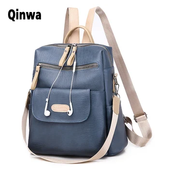 

Casual Backpack Female Brand Leather Women's backpack Large Capacity School Bag for Girls Double Zipper Leisure Shoulder Bags