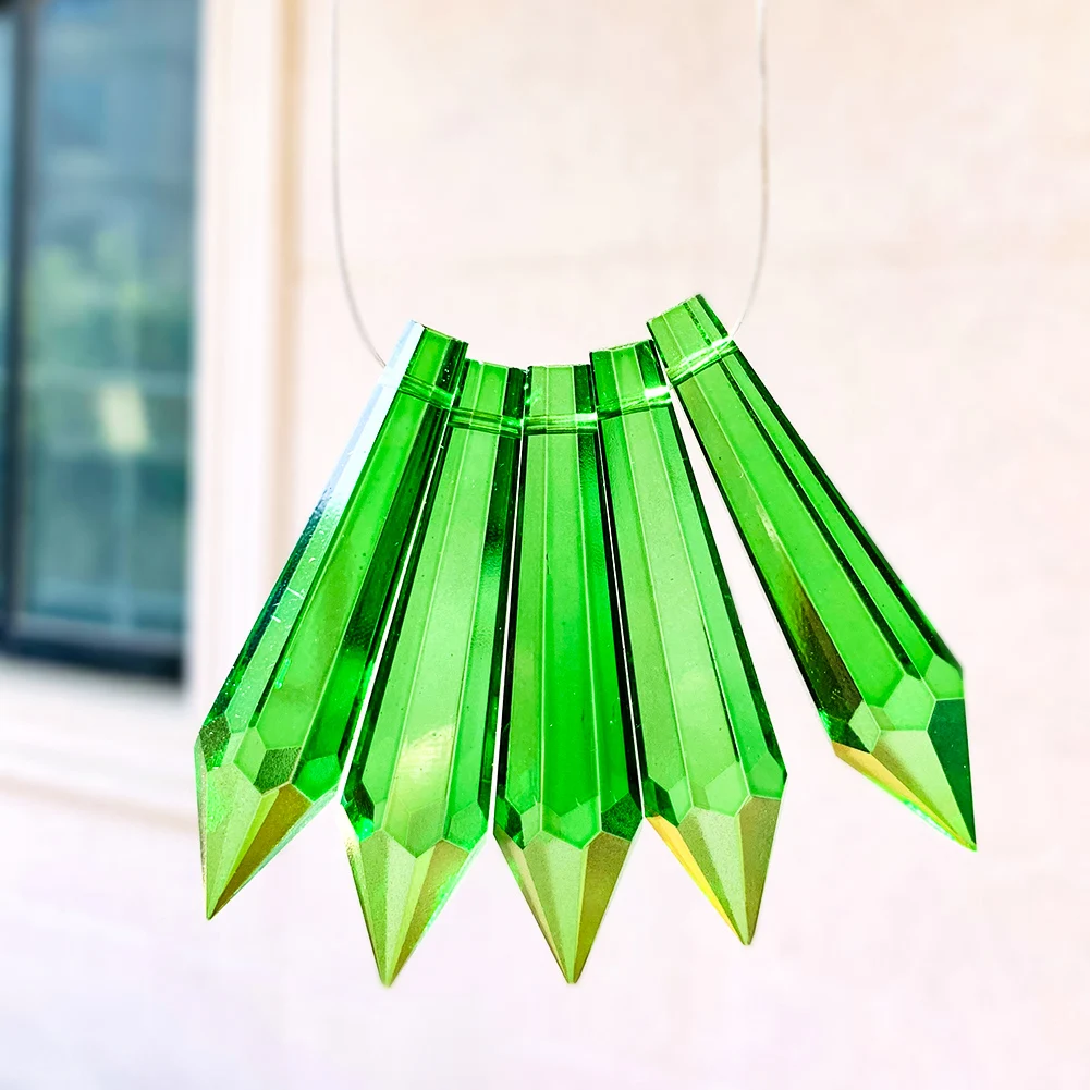 5PCS Crystal Pointed Beads Chandelier Crystals Lamp Prisms Icicle Glass Bead Suncatcher for Windows Decor DIY Hanging Pendant — view 3