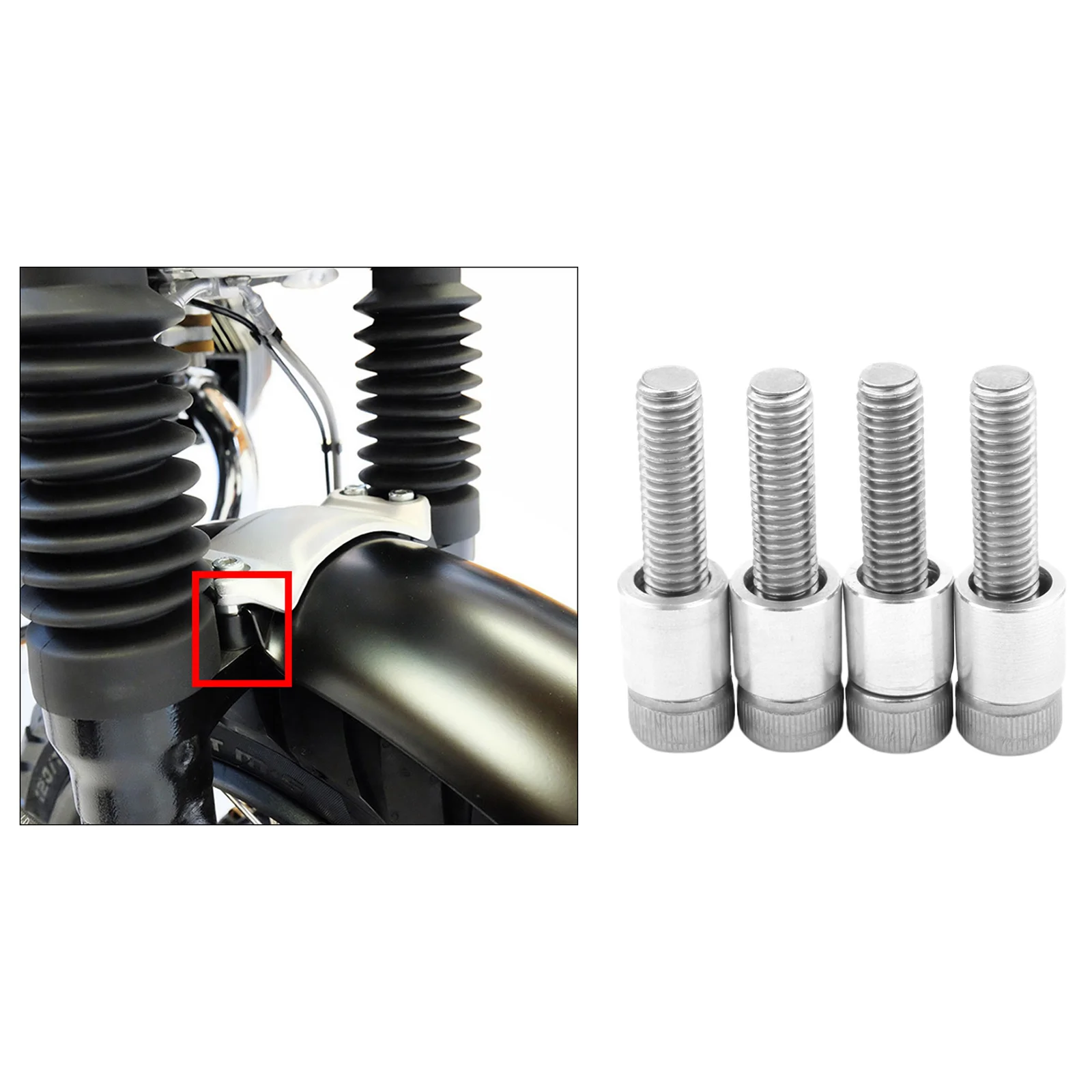 4x CNC Motorcycle Front Fender Raiser Kits Bolts for BMW R nineT Racer