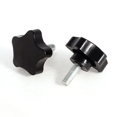 

2 Pcs 7.5mm Male Thread 38mm Star Head Dia Screw On Type Clamping Knob