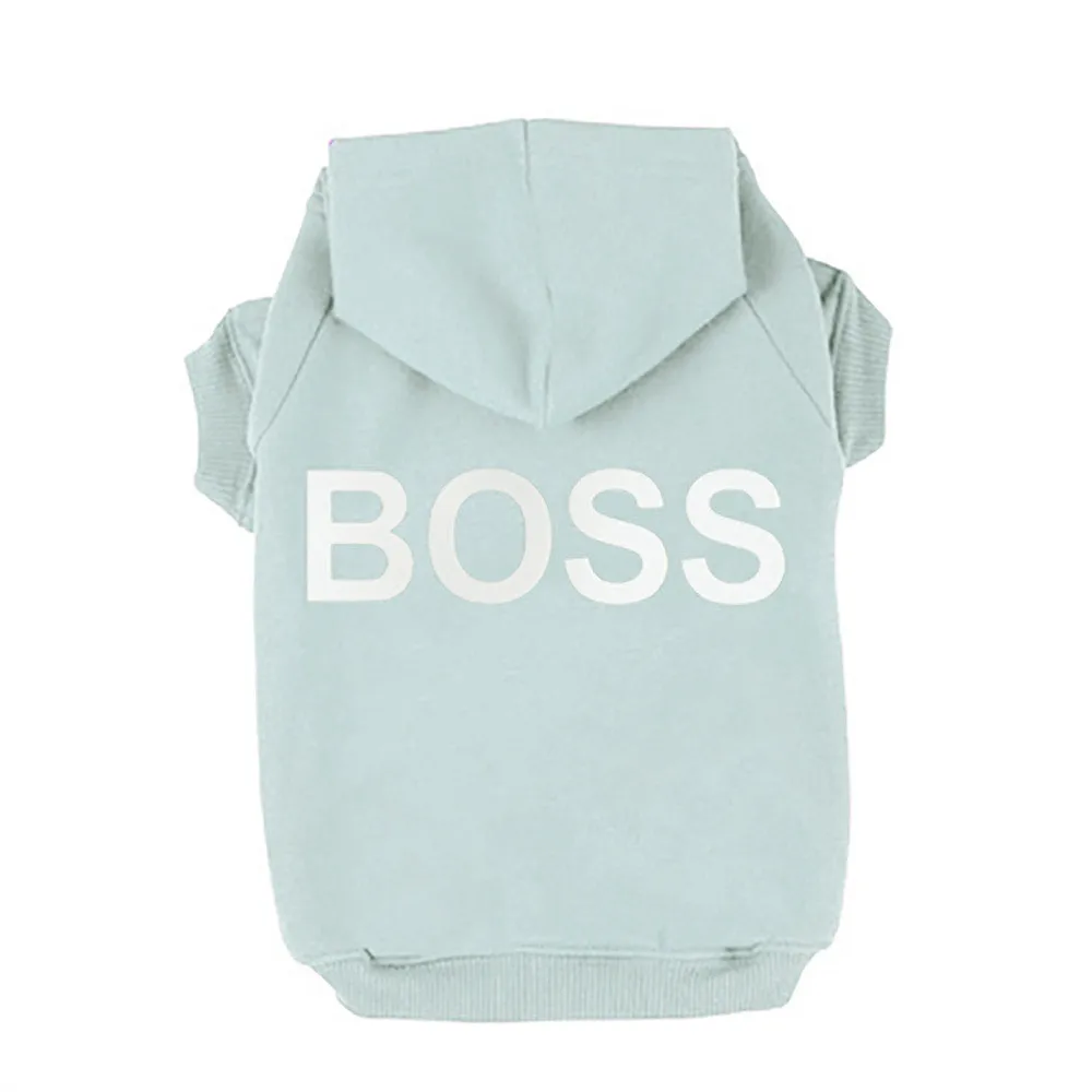 Зимняя одежда для щенков, костюм для собак с капюшоном и надписью boss, французская одежда для бульдога d91012