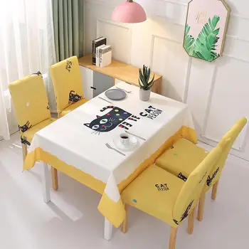 

Cute Kitten Tablecloth Waterproof and Oil-free Disposable Rectangular Coffee Table Table Card Color Kitten Chair Cover