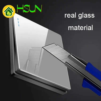 High-grade 1 2 3 4 gang 1 2 way big panel Grey switch socket Type 86 Wall 2.5D Cambered Mirror Toughened glass Computer TV