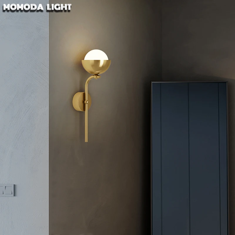 Настенные светильники MOMODA в скандинавском стиле простые медные лампы для