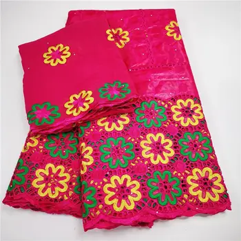 

African bazin riche fabric with brode Latest fashion embroidery bazin lace fabric with net lace 7 yards 9L060401