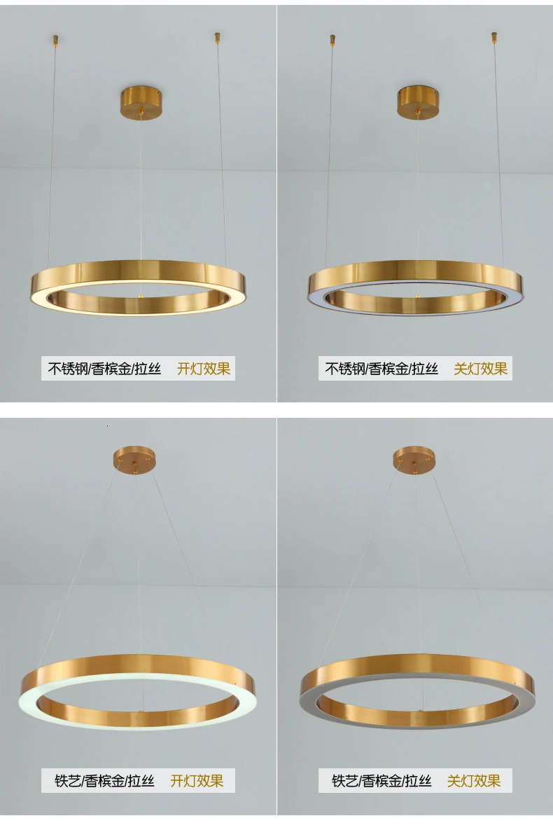 Led Золотая кольцевая форма люстра пост современный лаконичный оригинальность личность лобби гостиная лампа отель люстра
