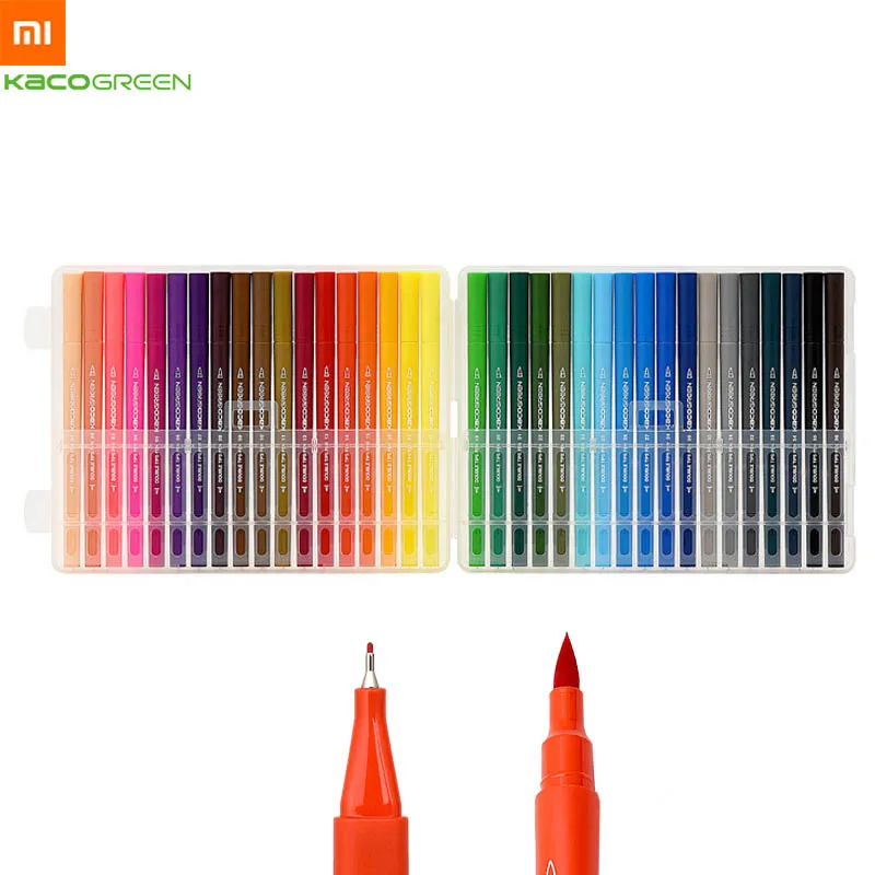 Watercolor pen Xiaomi KACO ARTIST 36 цветов двойной наконечник фломастеры живопись граффити художественные Маркеры Набор для рисования нетоксичный безопасный подарок для детей - Цвет: Watercolor pen