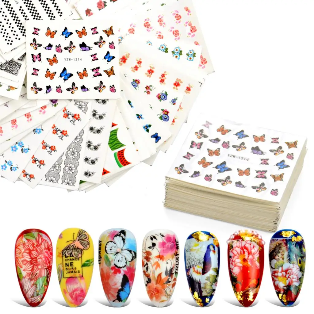 1 Set Nail Water Sticker Flower Flamingo Beauty Slider Bloom Colorful Plant Pattern 3D Manicure | Красота и здоровье