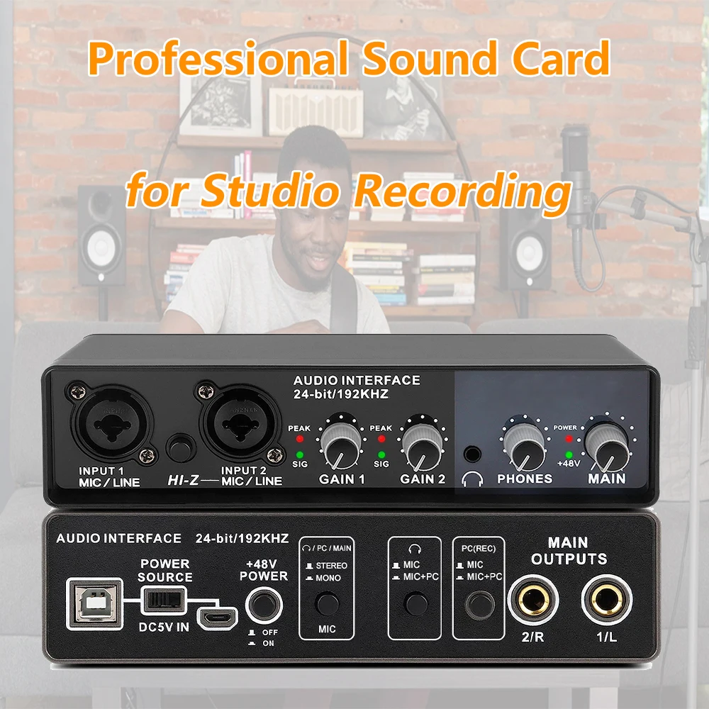 md44 professionnel usb carte son 24bit 192khz interface audio pour studio  enregistrement ordinateur diffusion en direct