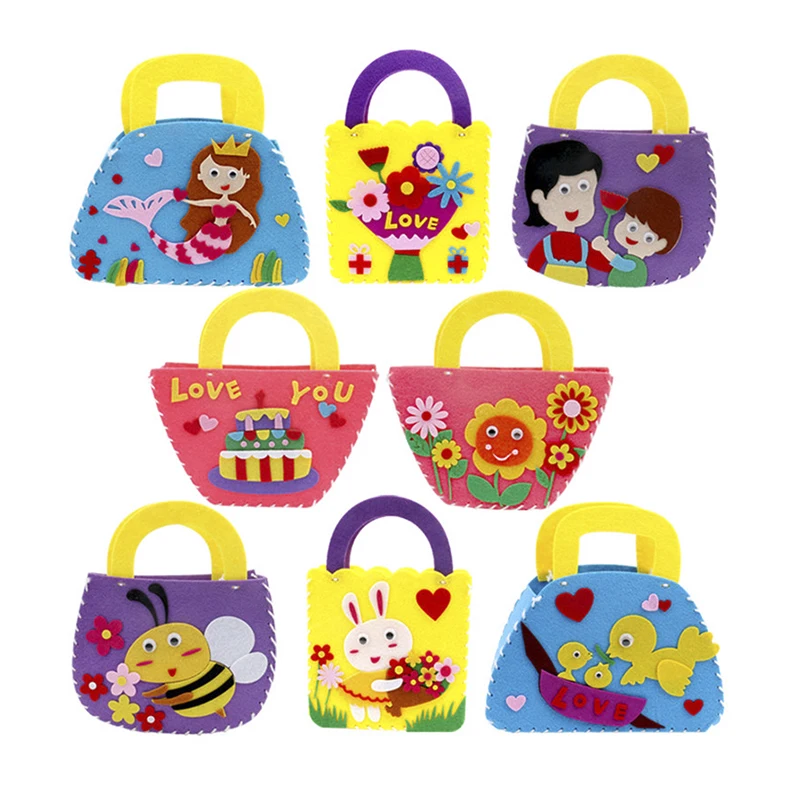 

1 Set DIY Crafts Interactive Educational Toys Lovely Cartoon Animals Child Handmade Handbag Multicolor Non-woven Puzzle For Kids