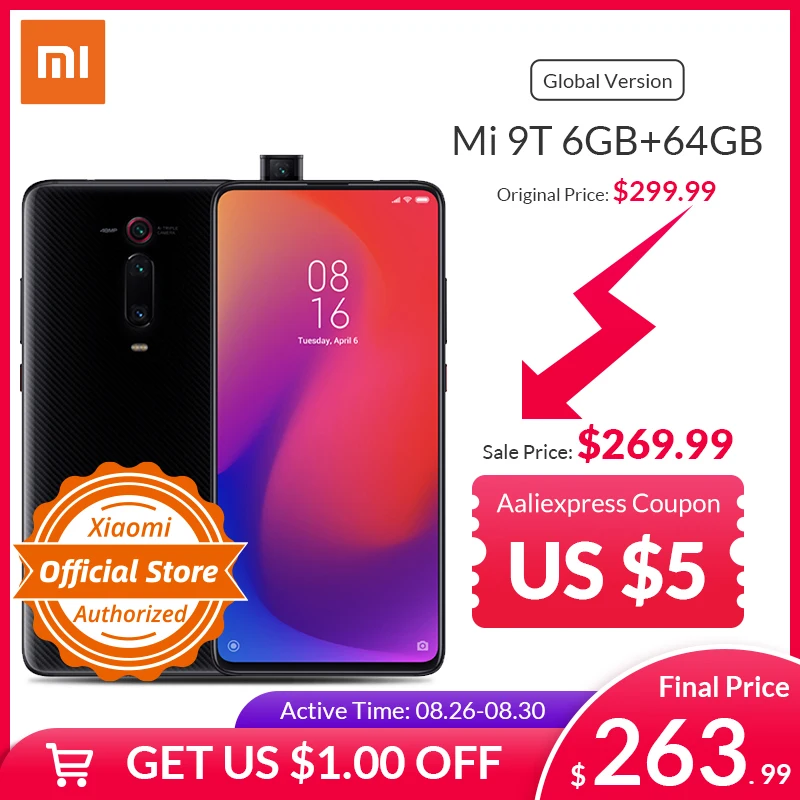 

Global Version Xiaomi Mi 9T Redmi K20 6GB 64GB Smartphone Snapdragon 730 48MP Camera 4000mAh 6.39" In-Screen Fingerprient